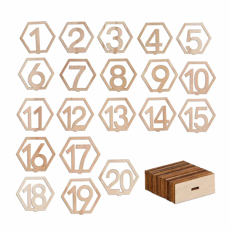 Precis inkommet | Table number wedding 1-20 hexagonal