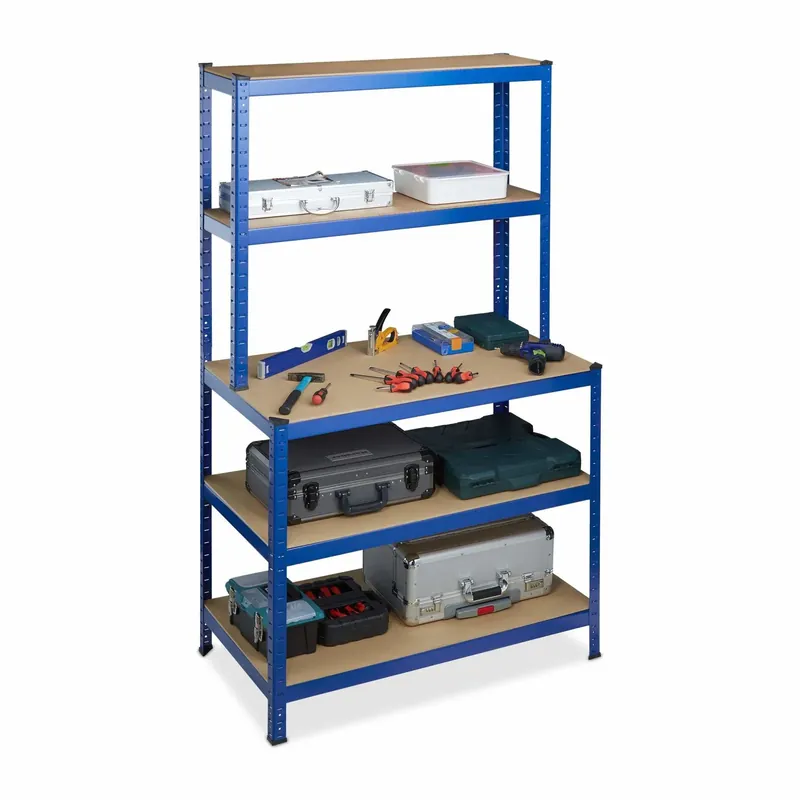 Precis inkommet - Storage shelf with workbench blue