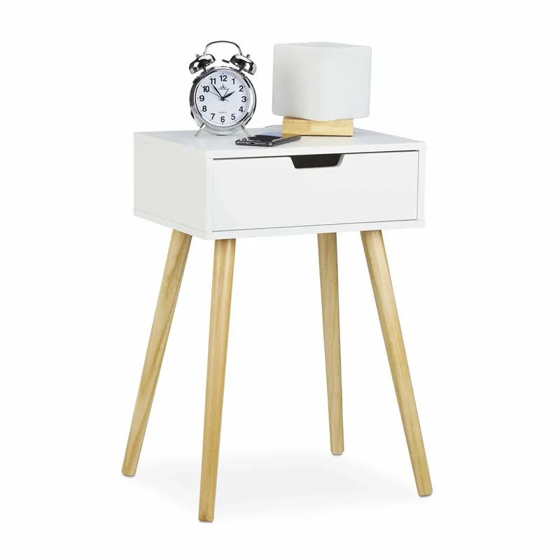 Spara nu - Bedside table with drawer white
