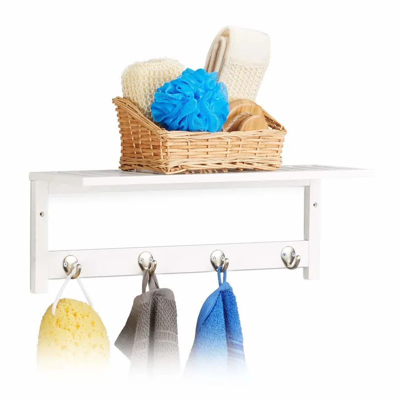 Wall shelf with hanging hooks | Missa inte