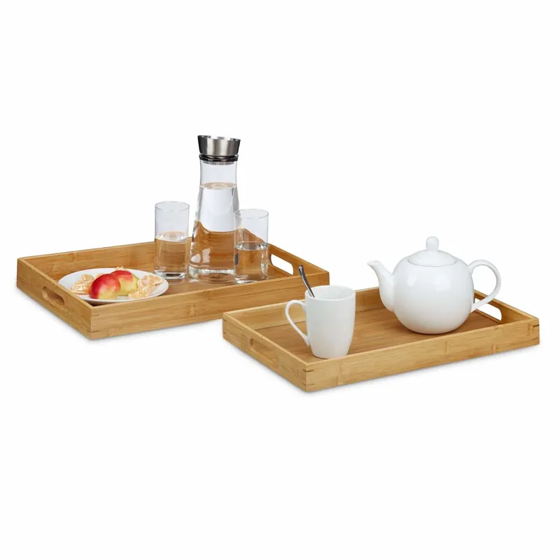 Serveringsbricka Set med 2 bambu | Bra pris