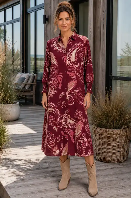 Klänning Moss Bordeaux - Bra pris
